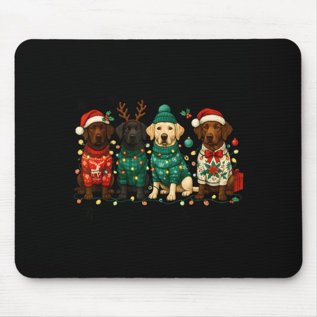 Merry Christmas Labrador Dog Retro Xmas Puppy Men  Mousepad (Vorne)