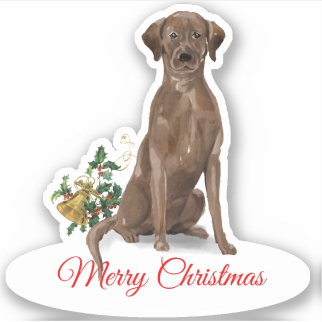 Merry Christmas Labrador Retriever CustomCut Vinyl Aufkleber (Vorderseite)