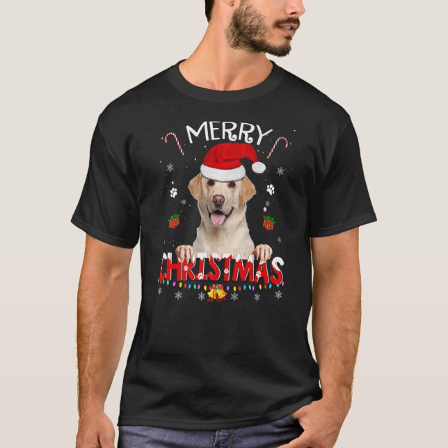 Merry Christmas Labrador Retriever Dog Weihnachtsm T-Shirt (Vorderseite)
