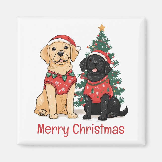 Merry Christmas Labrador Retriever Dogs Magnet (Vorne)