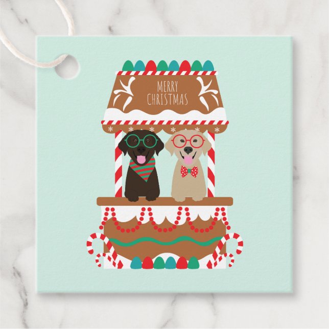 Merry Christmas Labrador Retriever Hunde Geschenkanhänger (Vorderseite)