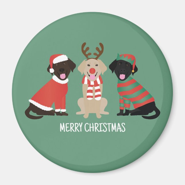 Merry Christmas Labrador Retriever Hunde Magnet (Vorne)