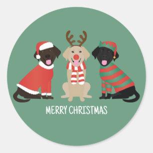 Merry Christmas Labrador Retriever Hunde Runder Aufkleber