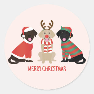 Merry Christmas Labrador Retriever Hunde Runder Aufkleber