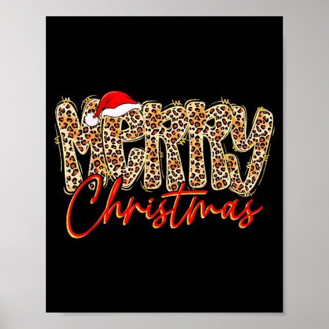 Merry Christmas Leopard Xmas Santa Holiday Family  Poster (Vorne)