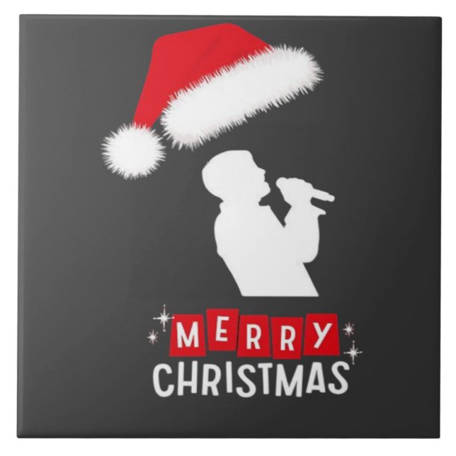 Merry Christmas Library Tree Fliese (Vorderseite)