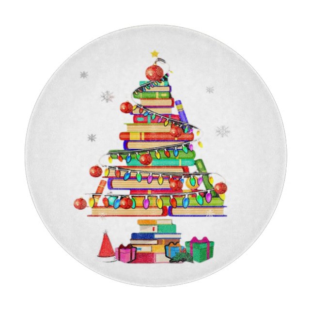 Merry Christmas Library Tree Schneidebrett (Vorderseite)