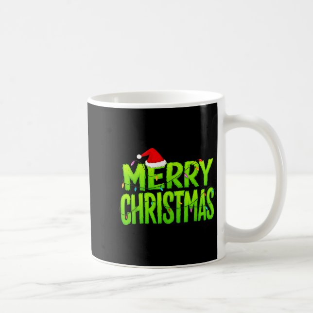 Merry Christmas Lights Santa Hat Pajamas Xmas Humo Kaffeetasse (Rechts)