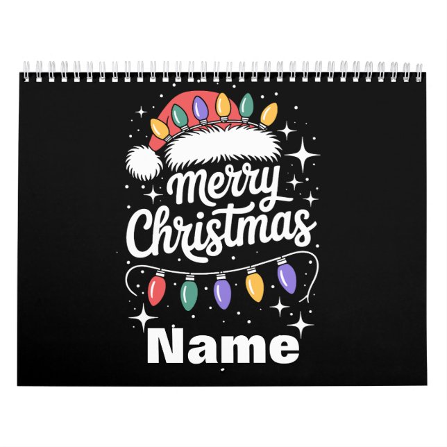 Merry Christmas Lights Santa Hat Personalized Gift Kalender (Titelbild)