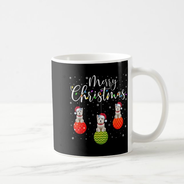 Merry Christmas Lights Santa Hat Westie Dog Ugly X Kaffeetasse (Rechts)