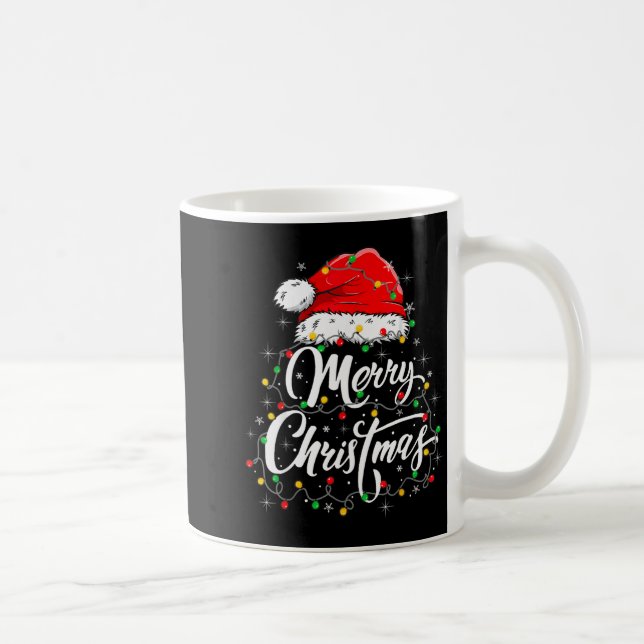 Merry Christmas Lights Santa Hat Xmas Family Match Kaffeetasse (Rechts)