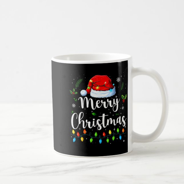 Merry Christmas Lights Santa Hat Xmas Family Match Kaffeetasse (Rechts)