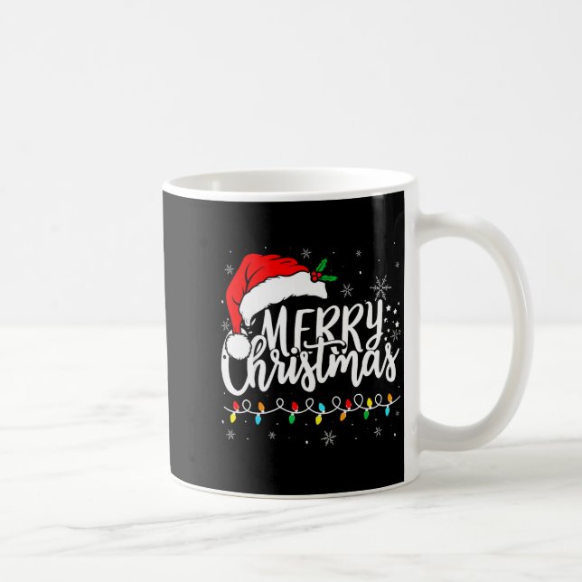 Merry Christmas Lights Santa Hat Xmas Family Match Kaffeetasse (Rechts)