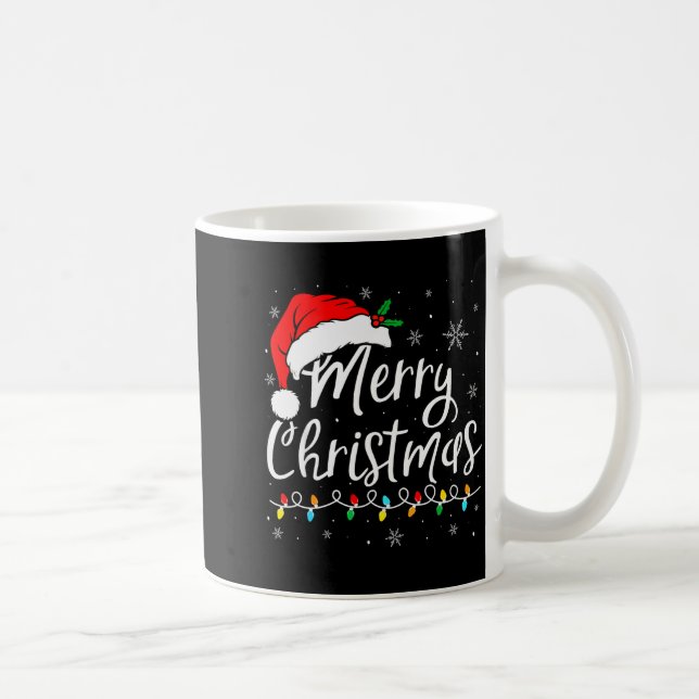 Merry Christmas Lights Santa Hat Xmas Family Match Kaffeetasse (Rechts)