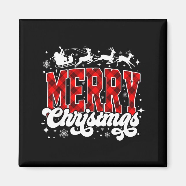 Merry Christmas Lights Santa Hat Xmas Family Match Magnet (Vorne)