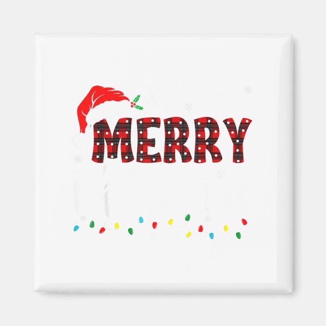 Merry Christmas Lights Santa Hat Xmas Family Match Magnet (Vorne)