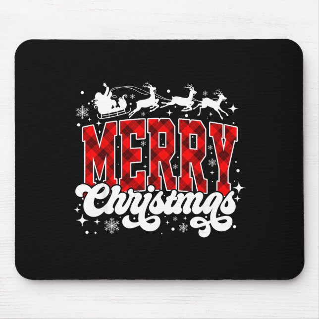 Merry Christmas Lights Santa Hat Xmas Family Match Mousepad (Vorne)