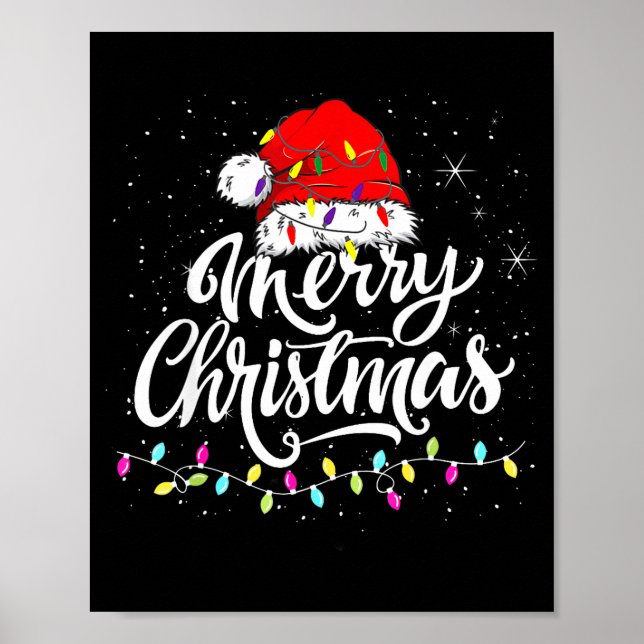 Merry Christmas Lights Santa Hat Xmas Family Match Poster (Vorne)