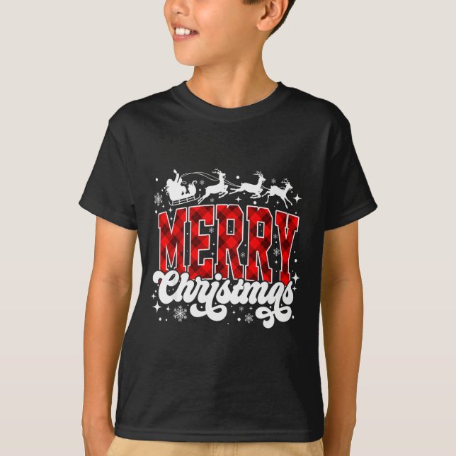 Merry Christmas Lights Santa Hat Xmas Family Match T-Shirt (Vorderseite)