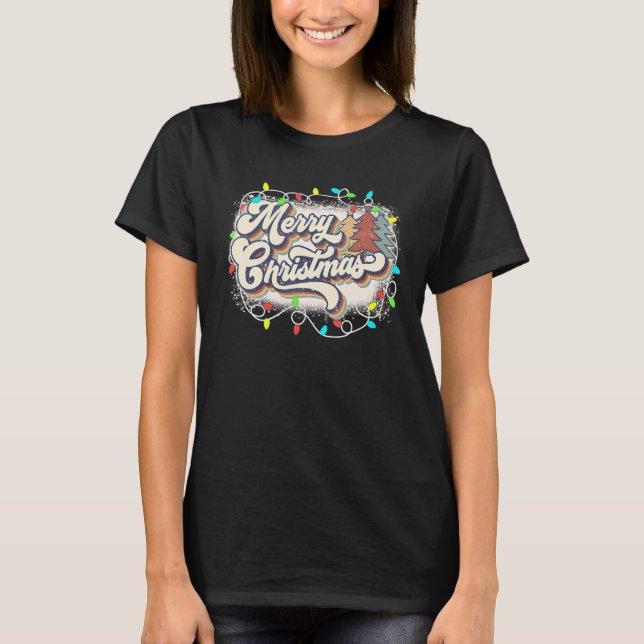 Merry Christmas Lights Up Matching Family T-Shirt (Vorderseite)