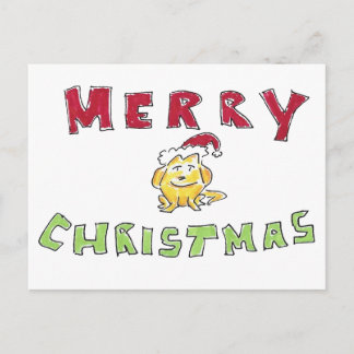 Merry Christmas Little Yellow Lab Puppy Cartoon Feiertagspostkarte
