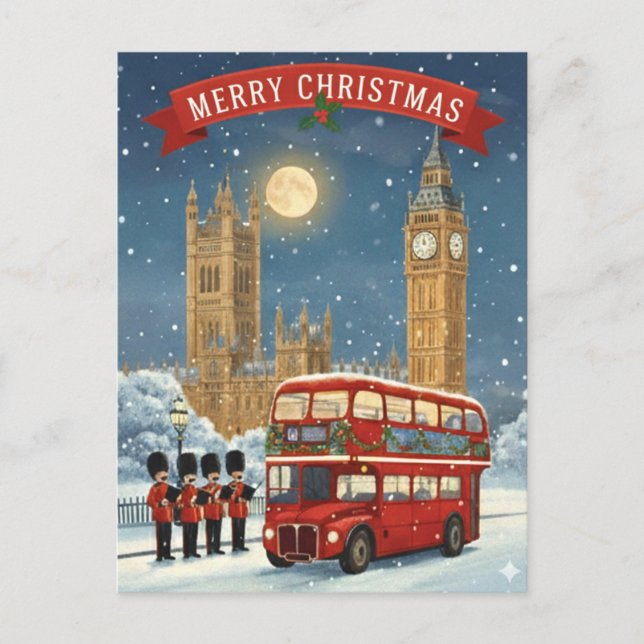 Merry Christmas London Theme Postkarte (Vorderseite)