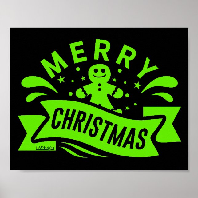 MERRY CHRISTMAS lustiger Lebkuchenmann Poster (Vorne)