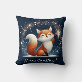 Merry Christmas - Magical Fox  Throw Pillow Kissen