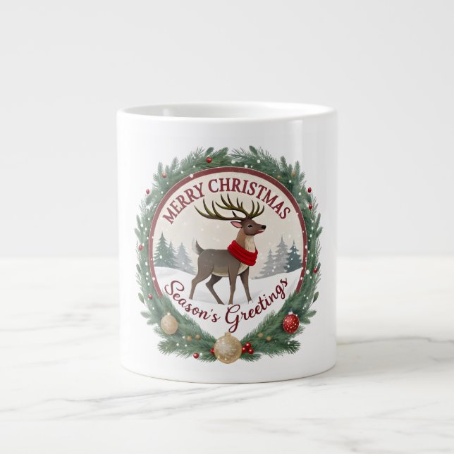 Merry Christmas –Majestic Winter Reindeer 🦌 Jumbo-Tasse (Vorderseite)