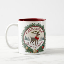 Merry Christmas –Majestic Winter Reindeer 🦌 Zweifarbige Tasse