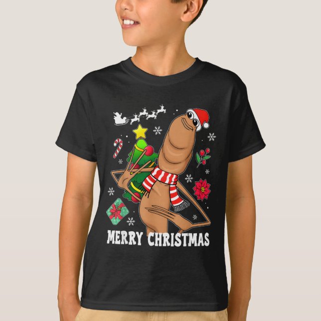 Merry Christmas Marcus The Worm Funny Unhinged Mem T-Shirt (Vorderseite)