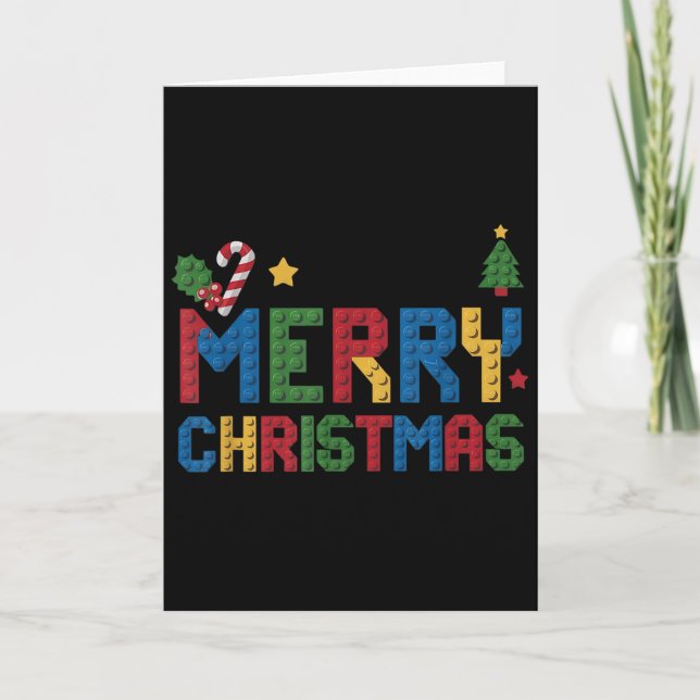 Merry Christmas Master Builder Kids Building Block Karte (Vorderseite)