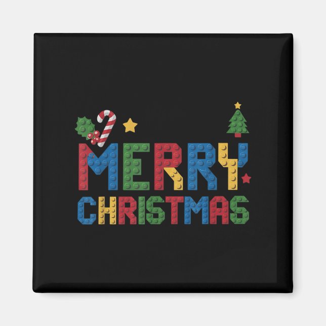 Merry Christmas Master Builder Kids Building Block Magnet (Vorne)