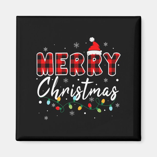 Merry Christmas Matching Family Pajamas Santa Holi Magnet (Vorne)