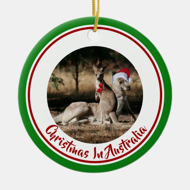 Merry Christmas Mate Santa Kangaroos Keramik Ornament (Vorne)