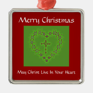 MERRY CHRISTMAS MAY JESUS LEBEN IN IHREM HERZEN SILBERNES ORNAMENT