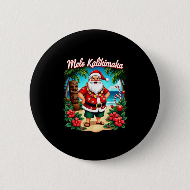 Merry Christmas Mele Kalikimaka Trocal Hawaiian Sa Button (Vorderseite)