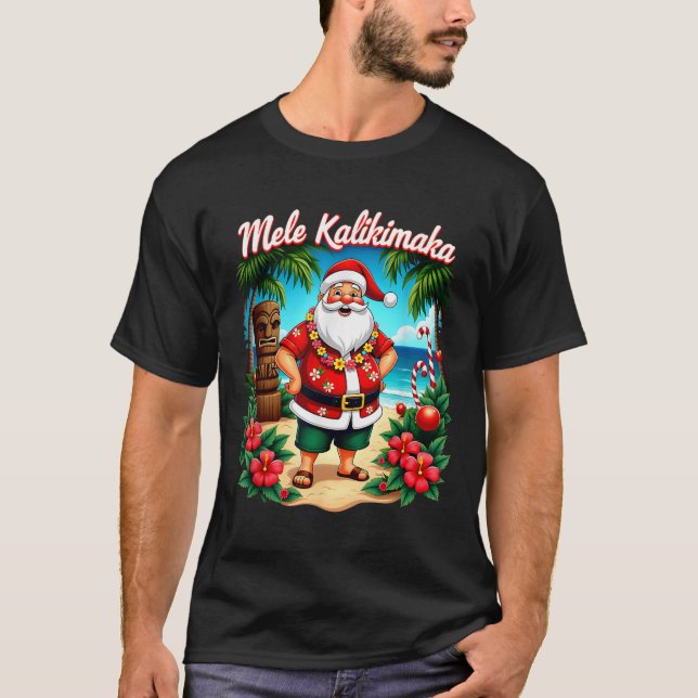 Merry Christmas Mele Kalikimaka Trocal Hawaiian Sa T-Shirt (Vorderseite)