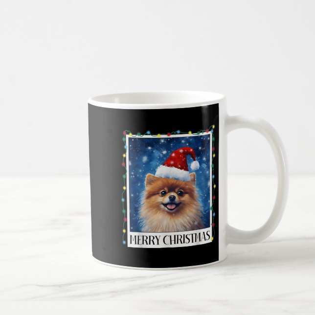 Merry Christmas Meranian Santa Hat Xmas Dog Lights Kaffeetasse (Rechts)