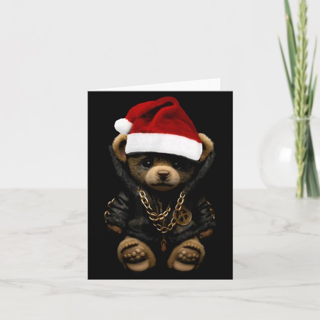 Merry Christmas Merry 2025 Teddy Fashion Rap Teddy Karte (Vorderseite)