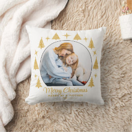 Merry Christmas Merry As A Mother White Gold Photo Kissen