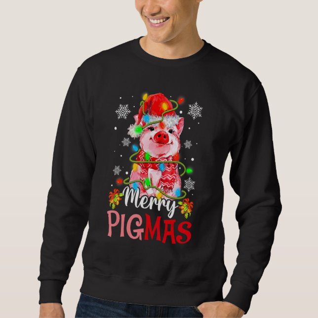 Merry Christmas Merry Pigmas Cute Pig  Xmas 2 Sweatshirt (Vorderseite)