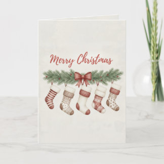 Merry Christmas Merry Stockings Card Cozy Hanging  Karte