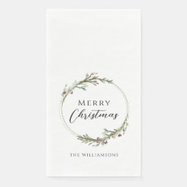 Merry Christmas Minimalist Wreath Serviette