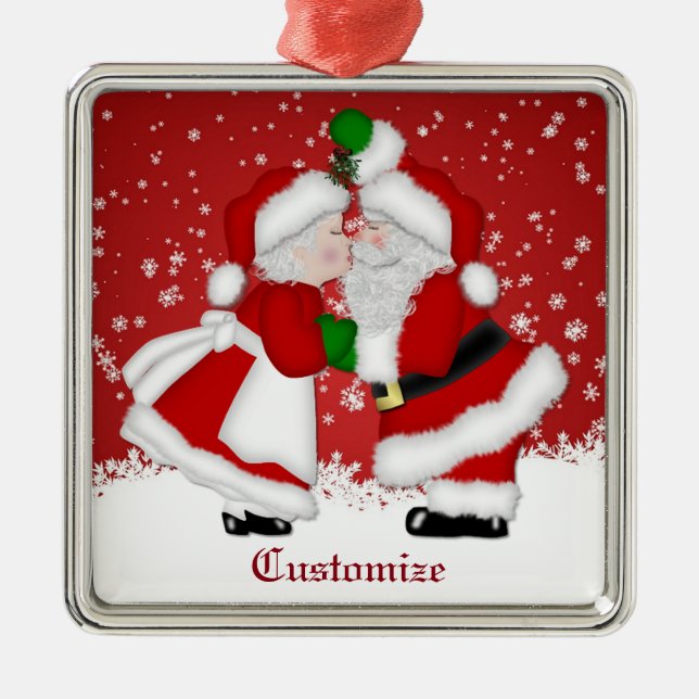 Merry Christmas Mistletoe Santa Ornament Aus Metall (Vorne)