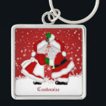 Merry Christmas Mistletoe Santa Schlüsselanhänger<br><div class="desc">*Customize by adding text.</div>