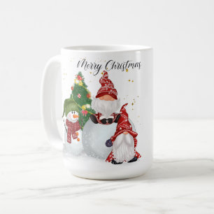 MERRY CHRISTMAS MIT NIEDLICHEN GNOMES & SNOWMAN KAFFEETASSE