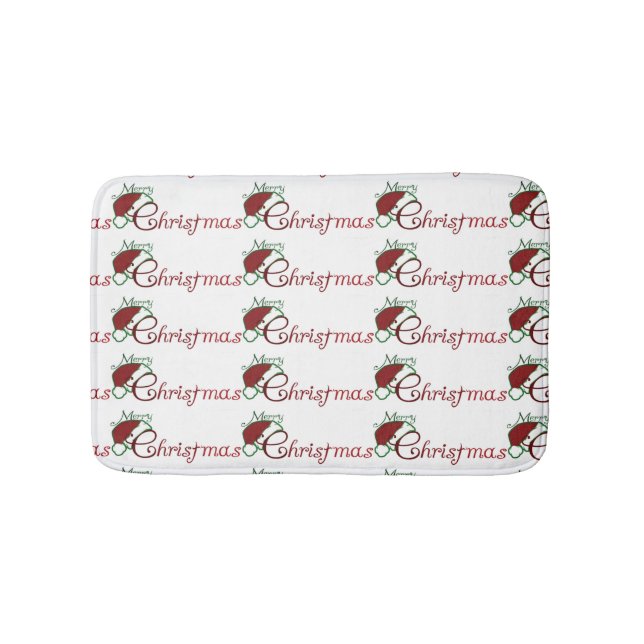 **MERRY CHRISTMAS** MIT WEIHNACHTSMANNMÜTZE BADEMATTE (Vorderseite)
