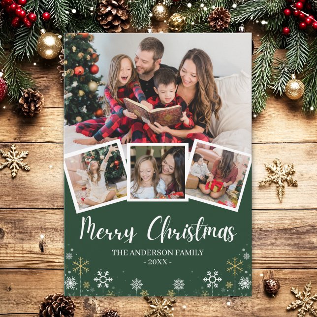 Merry Christmas Modern Photo Family Einladung (Von Creator hochgeladen)