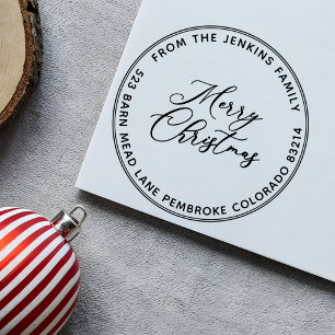 MERRY CHRISTMAS Moderne Rücksendeadresse von Skrip Gummistempel